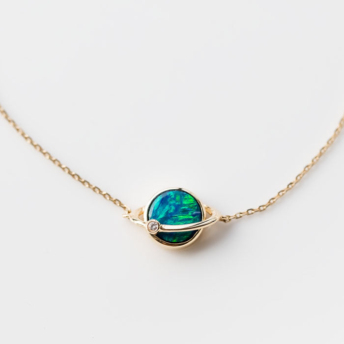 Earth Moon Design Australian Doublet Opal & Diamond Bracelet-4