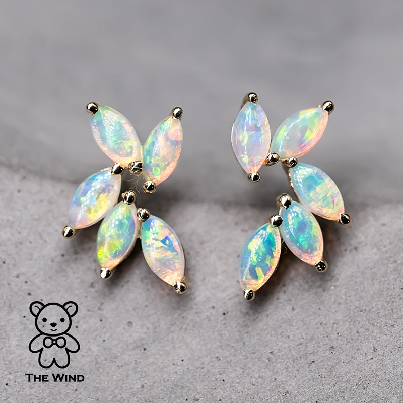 Cute Animal Paw Design Shiny Opal Decor Stud Earrings Cute - Temu