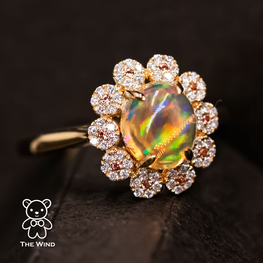 Opal Sapphire Diamond Engagement Ring