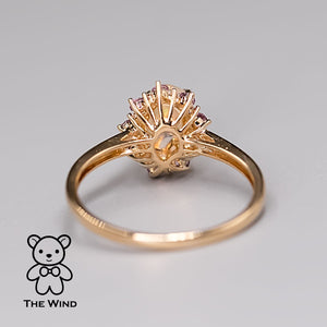 Two Tone Fire Opal Diamond Ring