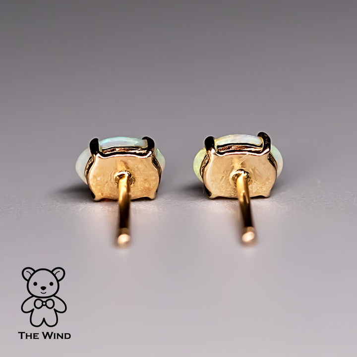 Oval Shaped Australian Solid Opal Stud Earrings-8