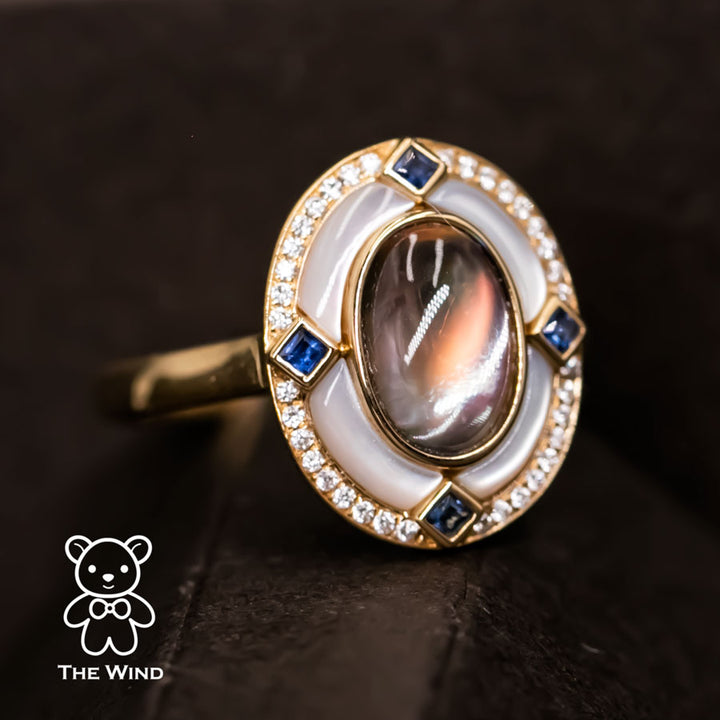 Moonstone Halo Diamond Engagement Ring-2