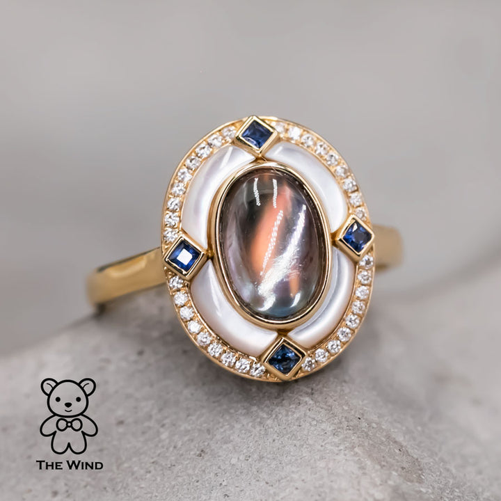 Moonstone Halo Diamond Engagement Ring-3