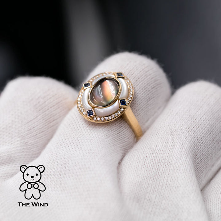 Moonstone Halo Diamond Engagement Ring-5