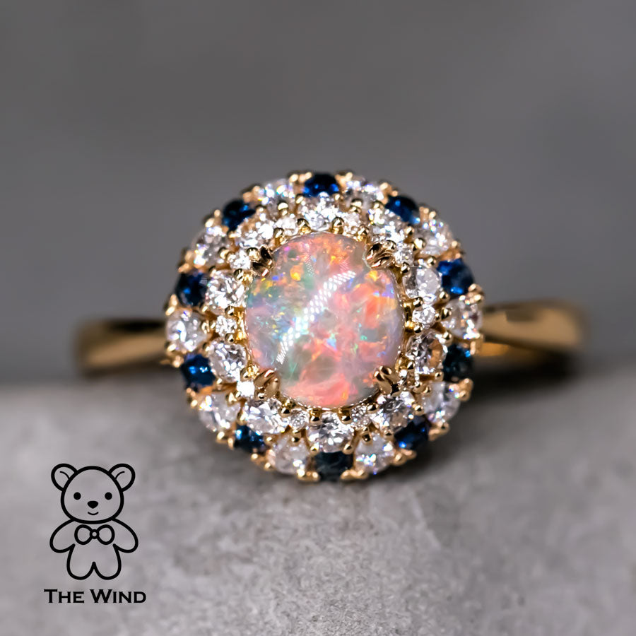 Opal Pear Diamond Engagement Ring