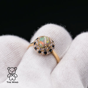 Opal Pear Diamond Engagement Ring