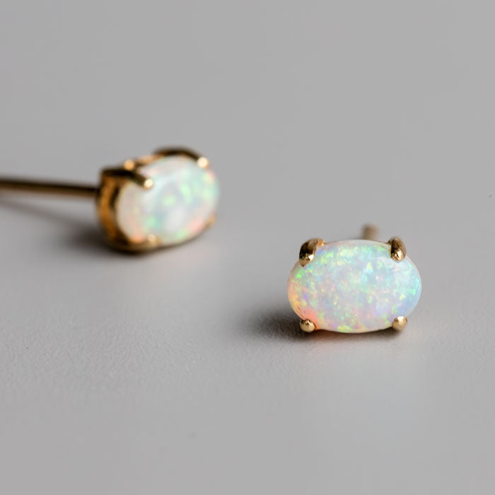 Oval Shaped Australian Solid Opal Stud Earrings-2