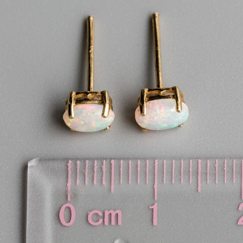 Oval Shaped Australian Solid Opal Stud Earrings-5