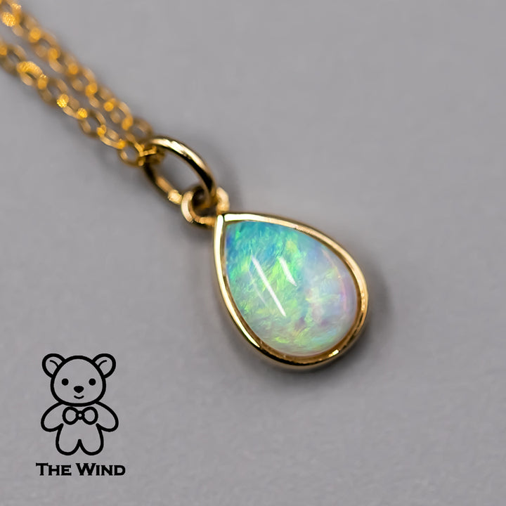 Pear Shaped Australian Solid Opal Necklace-2
