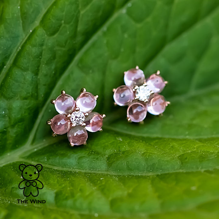 Flower Sapphire Diamond Earrings-3