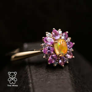 Sunflower Sapphire Engagement Ring
