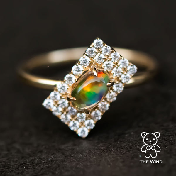 Stylish Mexican Fire Opal Engagement Ring
