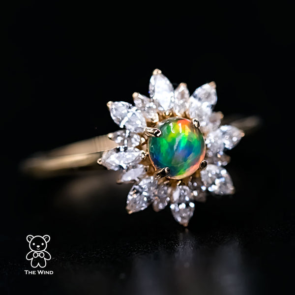 Marquise Diamond Opal Engagement Ring