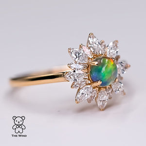 Marquise Diamond Opal Engagement Ring