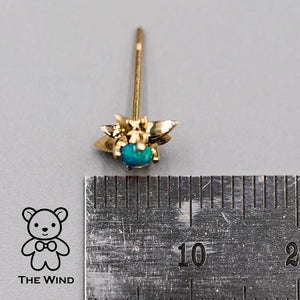 Starry Design Australian Solid Opal Stud Earrings 18K Yellow Gold - The Wind Opal