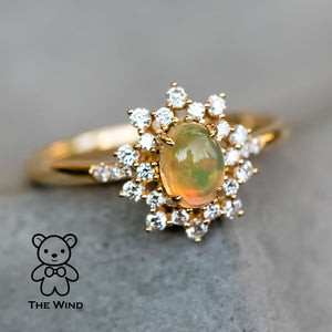 Starry Night Fire Opal Engagement Ring