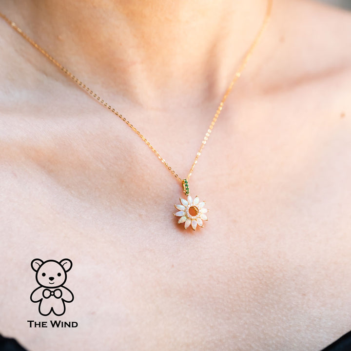 Sunflower Opal Diamond Necklace