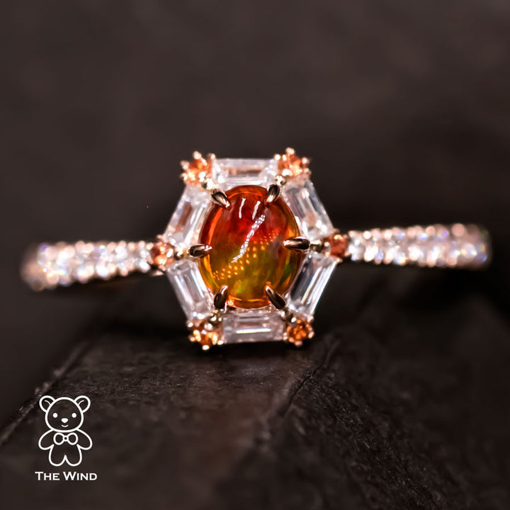 Baguette Diamond Opal Engagement Ring-4