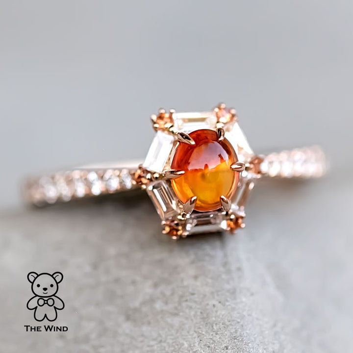 Baguette Diamond Opal Engagement Ring-3