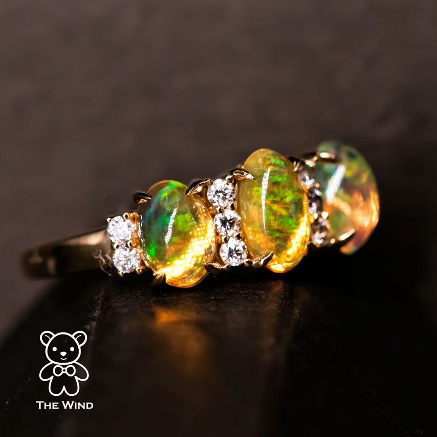 Diamond Opal Eternity Wedding Ring