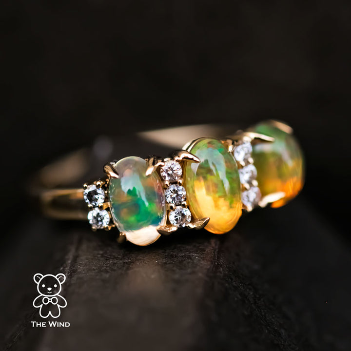 Diamond Opal Eternity Wedding Ring-3
