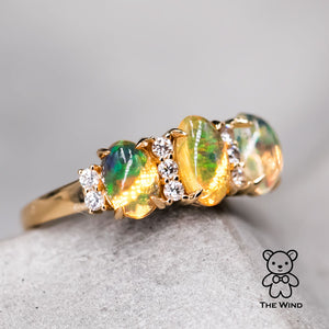 Diamond Opal Eternity Wedding Ring