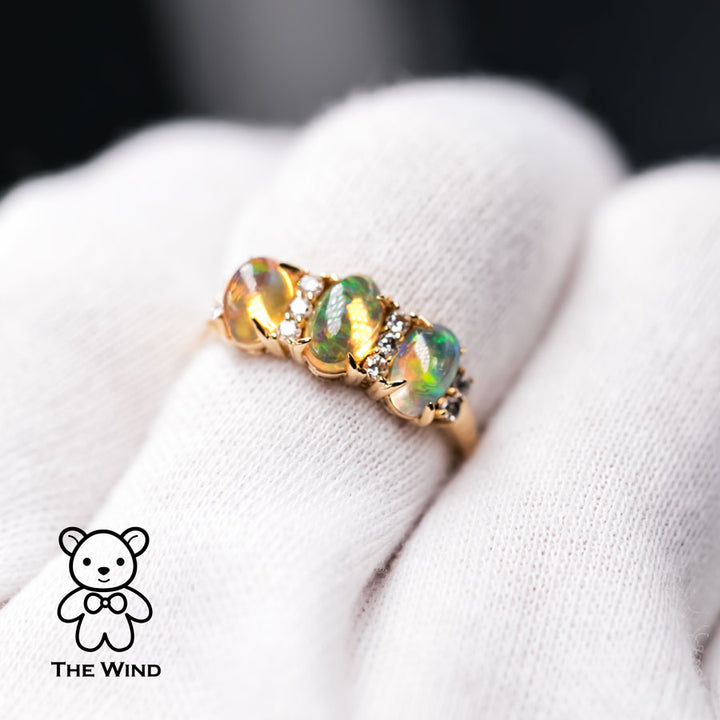 Diamond Opal Eternity Wedding Ring-4