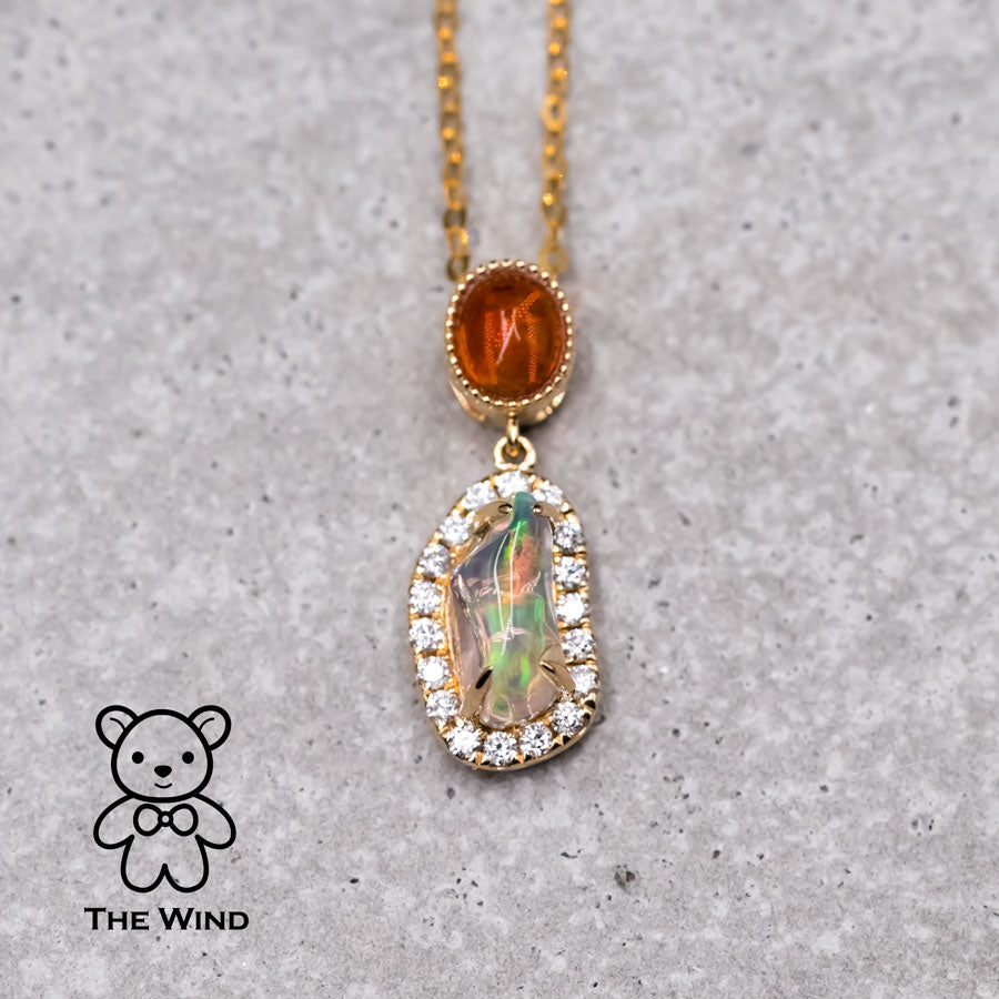 Two Tone of Fire Opal Necklace