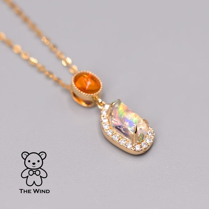 Two Tone of Fire Opal Necklace