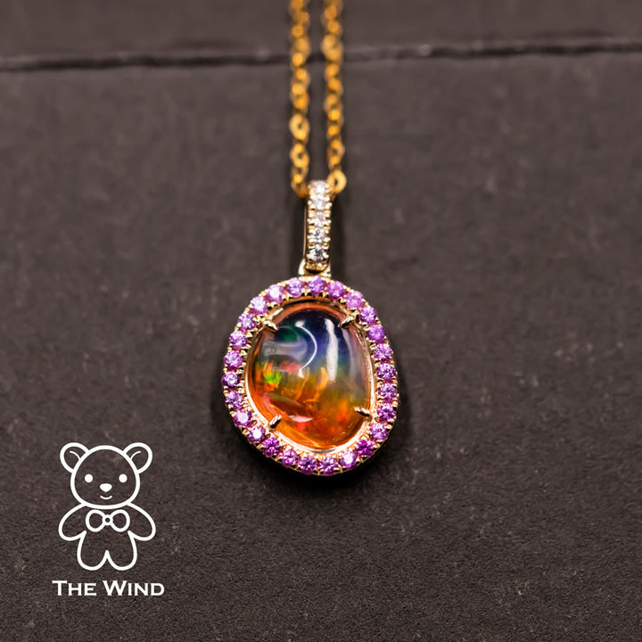 Diamond Fire Opal Necklace-3