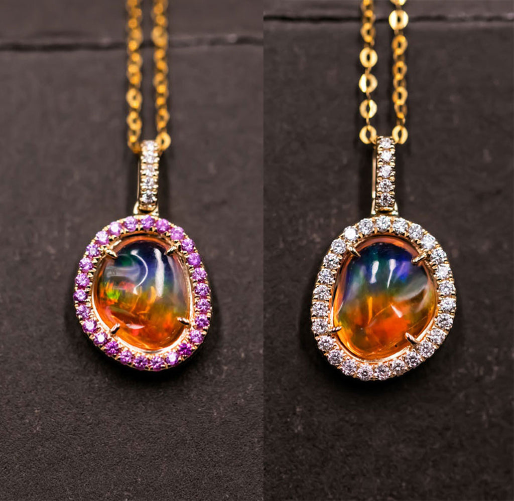 Diamond Fire Opal Necklace