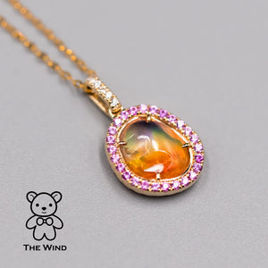 Diamond Fire Opal Necklace