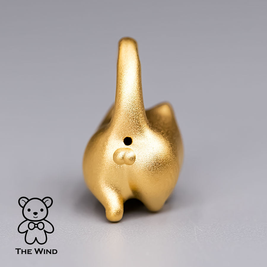 You Have the Balls - Adorable Kitty Cat Pendant Necklace 24K Yellow Gold - The Wind Opal